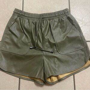NWOT: Leather Army Green Shorts